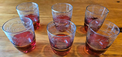Vintage Set of 6 Cut Pressed Glass Cordial or wine Glasses 3″ tall by 2.5″ wide