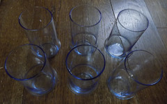 MCM Vtg Set Lot of 6 Libbey IMPROMPTU Azure Blue Glasses Drink Bulb bottom 12 oz