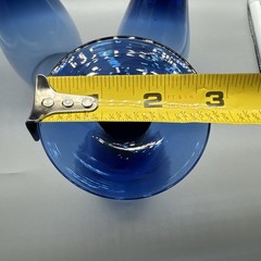 3 Vintage Cobalt Blue Pedestal Handblown Drinking Iced Tea Glasses Water Goblets
