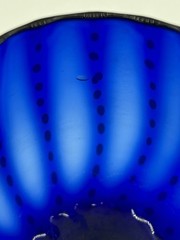 Set of 3 Zodax Art Deco Mavi Ribbed Cobalt Blue Opal Dot Stemless Wines – 16 oz