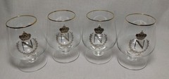 1- VINTAGE 4 3/4″ BRANDY COGNAC SNIFTER CRYSTAL GILDED CROWN NAPOLEON