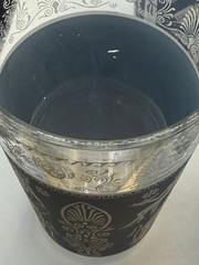 Set 4 Greek Revival Highball Glasses Tumblers Blue White Silver Figural Motif