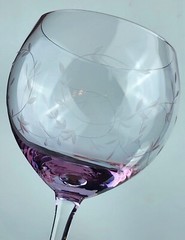 LENOX Heather Pink, Balloon Wine Glass, Blown Glass, Clear Stem, 8-7/8 Tall