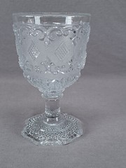 French Baccarat Pressed Flint Glass Diamond Sand Pattern Water Goblet Circa 1840