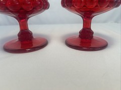 Ruby Red Glass Eye Winker Pattern Tall Sherbert EyeWinker Vintage Set Of 2