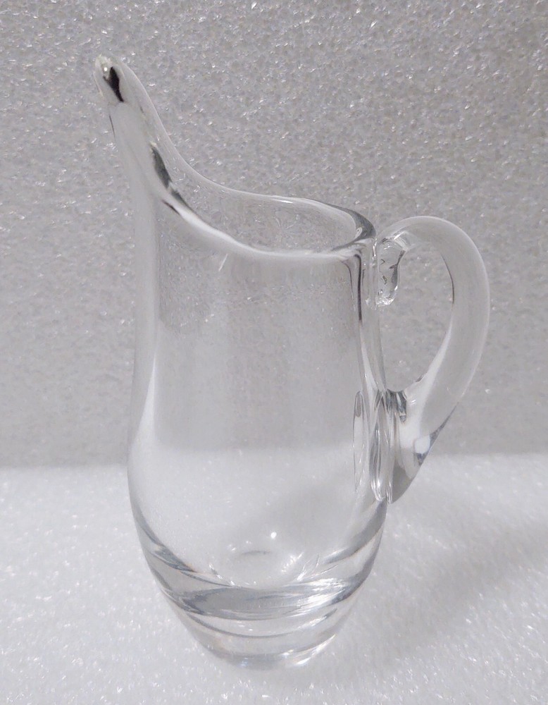 VTG Val St. Lambert Small Glass Cocktail Pitcher Signed 5” MCM