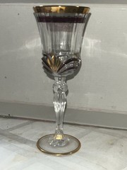 Royal Crystal Rock Italy Aurea Gold Rim Liqueur Glasses Lead 24% Set of 4 New