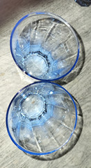 19pc Anchor Hocking REFLECTIONS 10 Panel Rib Blue GlassesTumblers & Rocks