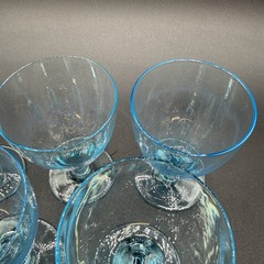 6 VTG Bryce Aqua Cerulean Blue Juice Glasses Mid Century Goblets Cocktail