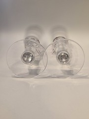 Pier 1 Reddish Brown/Gold Swirline Hand Blown 9″ Flutes Set Of 2 Discontinued