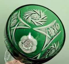 Rare AJKA Crystal «ALBRACCA» Lead Crystal Emerald Green Wine Glass, 7.5″, 6oz