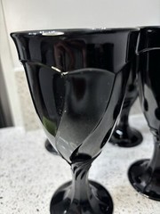 Vintage Nortake Sweet Swirl Wine Glass set of 6 Black 7.25” Wine