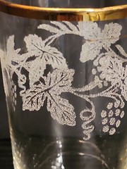Vintage Bartlett Collins 22Kt Gold Trim Grapevine 10 oz Glass/ Tumbler
