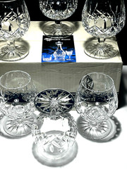 6 VINTAGE WATERFORD CRYSTAL LISMORE BRANDY GLASSES 5 1/8″ ORIGINAL BOX ~ IRELAND