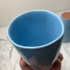 4 Vintage FRANKOMA Pottery # 5L Robin Egg Blue Tumblers 4-3/4″ tall x 3.5″ rim