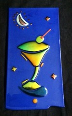 Bragg Art Iridescent Fused Glass panel «Moonlight Martini»