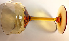 Approx 1940’s Fostoria Amber Champagne Diamond Optic Glasses 2 (5.5»H)