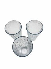 Set of 3 Vintage Textured Glass Tumblers Hammered Drinking Glasses 6”