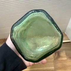 THREE Mid Century MORGANTOWN Green CRINKLE Tumblers 10 oz Glasses 4 1/8″ Tall