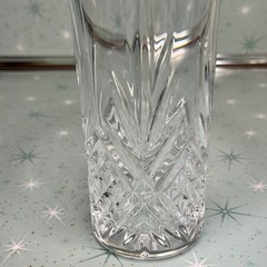 Set of 2 Crystal Highball Glasses Cut Starburst Pattern Vintage Barware 6 inches