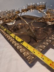 RARE Design Vintage 22K Gold Trimmed Cordial/Bar/Punch Cup Mid Cent. Set/10