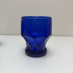 Vintage Viking Georgian Cobalt Blue Tumblers Set of 3 Honeycomb MCM Glass