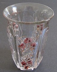 ANTIQ EAPG JEFFERSON #271 CRYSTAL w/ROSE & GOLD FLOWERS ON ALTERNATE PANELS~4.25