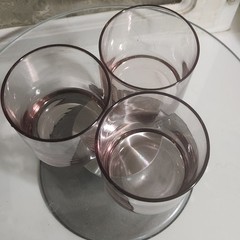 3 Metropolitan Plum Libbey Juice Lowball Cocktail Glasses W/Heavy Round Bottom
