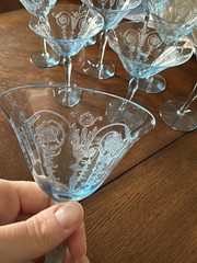 Vintage Fostoria Vernon Azure Blue 6 oz Champagne Tall Sherbet 6″ Lot Of 10 READ