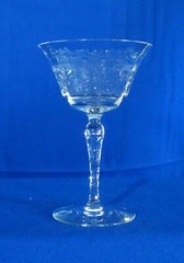 Champagne Tall Sherbet Crystal Gray Cut Floral Geometric Design UNK2260 Set of 4