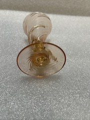 Pink Swirl Optic Dolphin Wine Glass 3 3/8in Tall 2in Wide (H5)