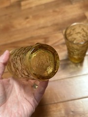 Vtg Anchor Hocking Lido Milano Honey Gold Amber Glass 4 Oz Juice Glass Set Of 4