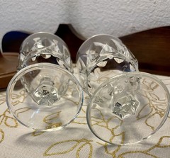 Vintage Arctic Ice Panel Stem Water Goblet Clear Wine Glass Set Of 2