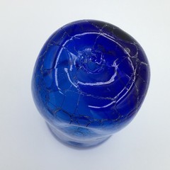 Blenko Cobalt Blue Crackle Glass Pinched Dimpled 6″ Tumbler