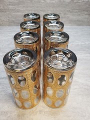 Vintage Pisa 22 Karat Crackled Glass Highball Tumbler by Culver