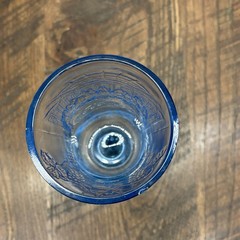 Vintage Tiara Chantilly Blue Lord’s Last Supper & Cross Wine Goblet 7″ Read