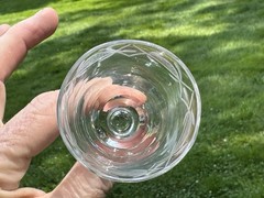 Antique 18th Century Engraved Blown Flint Glass Wine Or Ale Glass 1780