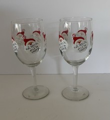 Santa Claus Wine Glass Set Eat Drink & Be Merry Set of 2