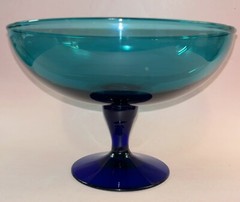 Peacock Stella Compote with Green Bowl & Cobalt Stem and Base