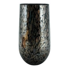 Set of Four 4 Murano Glass Drinking Tumbler Black Brown 14cm