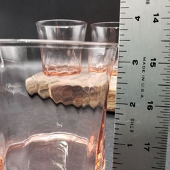 Set 4 Pink Depression Glass Tumblers Optic Swirl Lowball Glasses Vintage