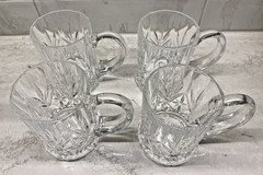 4 Paul Sebastian Lead Crystal Mugs Made in France 4.25 in. Tall