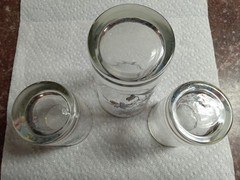 Vtg. Libbey-Clear Glass/Blue & Pink Flowers/Gold Rim-Tumbler And 2 Juice Glasses