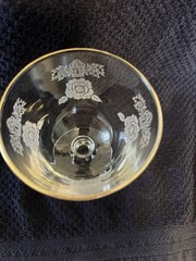 Homer Laughlin Queen Esther Pattern Cordial Glass White Floral Pattern Gold Rim
