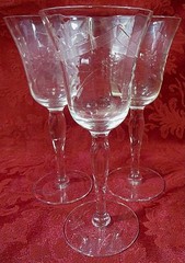 16PC VINTAGE ETCHED FLORAL CRYSTAL STEMWARE CHAMPAGNE/MARTINI/WINE GLASSES LOT