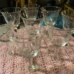 8 Vintage Delicate Thin Glass Japan Etched Floral Design 5 1/4 Inch