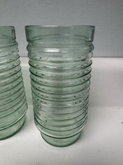 Vintage Anchor Hocking Green Ribbed Tumblers, Set Of 4