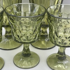 VTG MCM Noritake Perspective Large Small Avocado Green Wine Water Goblets 5