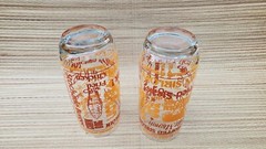 Vtg Sirloin Stockade Restaurant Glasses 7″ Tumblers Set of 2 Bull Orange Red