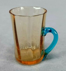 Legras Portieux George Sand Hand Blown Amber & Blue Optic Molded Cordial Glass C